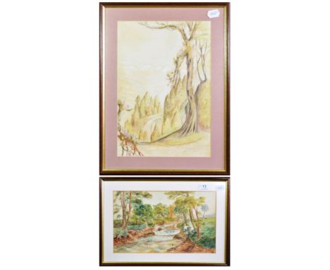 Cottingley Fairies Interest Wright (Elsie) Two watercolours, one signed Elsie Wright 1918 and one Elsie Hill 1948 (Elsie's ma