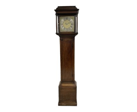 Gilbert Kidd of Malton - 30-hour 18th-century oak-cased longcase clock, with a caddy top, free-standing pilasters to the dial