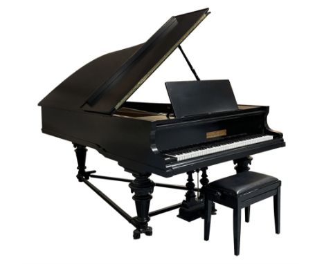 Early 20th century 6'6" boudoir grand piano manufactured by Julius Bluthner, Leipzig, Germany, c1910, ebonised rosewood case 