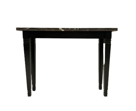 Console side table with rectangular two-tone lacquered marble top on ebonsided tapered supports Dimensions: Height:&nbsp;83cm