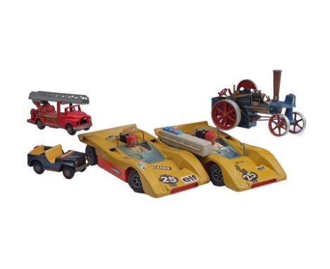 2 Gama McLaren toy cars including remote control and 3 tin toy cars including drive