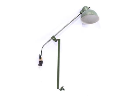 Kaiser Idell green painted metal desk lamp, 87 cm high