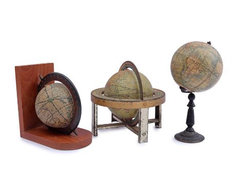 3 table globes including tin globe C L van Balen, published by J B Wolgers, sixth edition with original box and description a