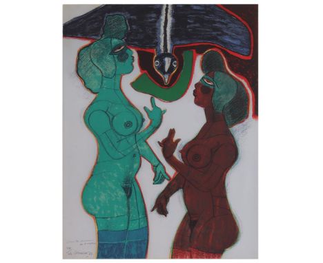 Corneille (Cornelis Guillaume van Beverloo) (1922-2010)Titled "Sous le charme de l 'oiseau, lithograph dated 1982, numbered 1