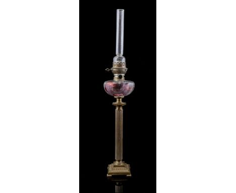 Table oil lamp with glass reservoir, 82 cm high