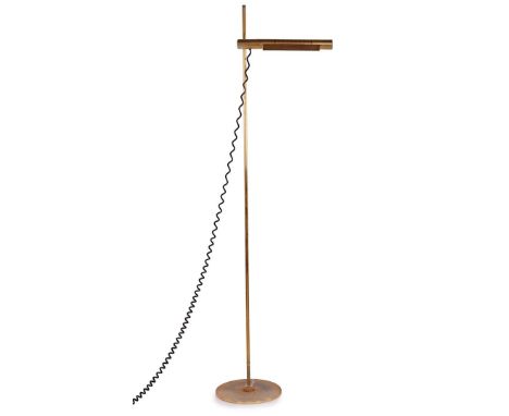 Rico & Annemarie BaltensweilerGold-colored metal and aluminum adjustable floor lamp, design Rico and Annemarie Baltensweiler,