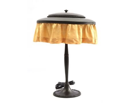 Art Deco pewter 2-light lamp, Netherlands ca. 1930, 48 cm high