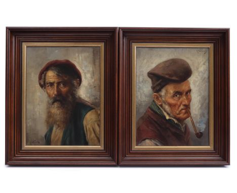 Raffele Frigerio (1875-1948)2 portraits of a fisherman and a man with a pipe, canvas 38.5x28.5 cm