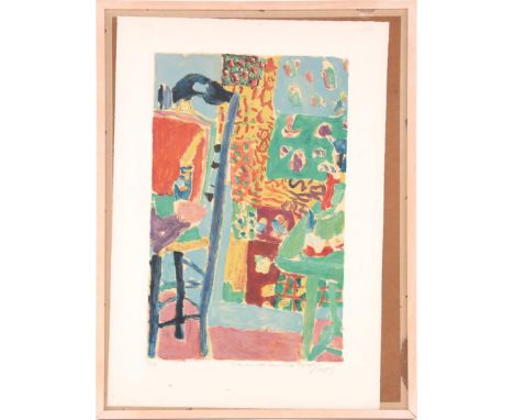 Jean Pougny (1892-1956)Composition with blue chair, color lithograph 90/120, 72x46 cm