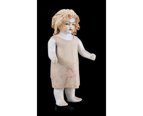 Porcelain bath doll "Frozen Charlie/Charlotte", early 20th century, 40 cm high
