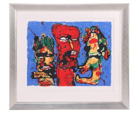 Guillaume Theodoor Lo-A-Njoe (1937-)Composition with figures, color lithograph dated 1999, 104/195, 50x65 cm, external dimens