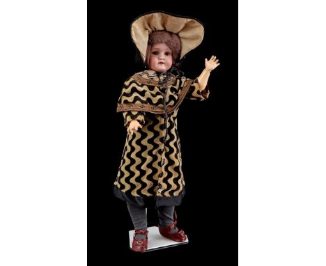 Porcelain head doll, marked Simon&amp; Halbig 1923Germany 3 1/2, with composite body, movable arms and legs, early 20th centu
