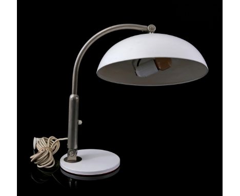 Herman Theodoor Jan Anthoin Busquet (1914-1977)Bauhaus white metal adjustable desk lamp with aluminum shade, design H. Busque