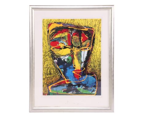 Guillaume Theodoor Lo-A-Njoe (1937-)Composition with face, color lithograph 84/150, 71x55 cm, external dimensions are 99x80 c