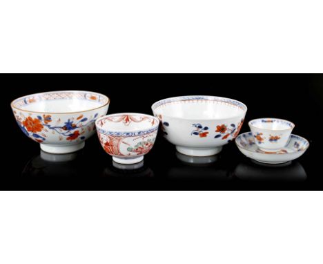 2 porcelain Imari bowls with floral decoration, China 18th century, porcelain bowl with Amsterdams Bont decoration, China Qia