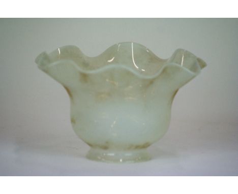 Six Vaseline glass light shades, 16cm dia. 