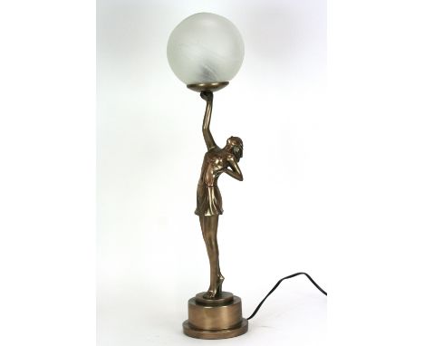 An Art Deco style figural table lamp, 64cm