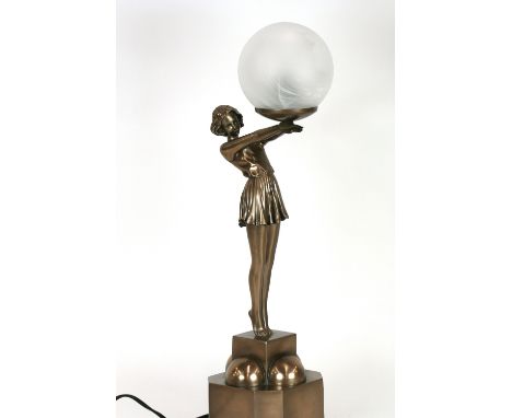 An Art Deco style figural table lamp, 57cm 