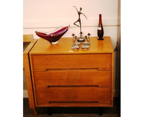 A Stag light oak chest, fitted three drawers, 75cm high, 76cm wide, 46cm deep