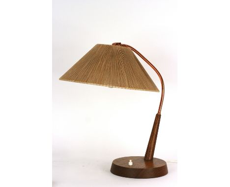 A Danish teak and copper table lamp, 43cm