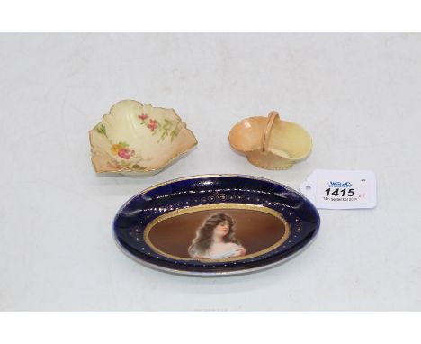 Three small pieces of china to include; a Royal Worcester floral trinket dish No: 113704, a Royal Worcester basket and a Roya
