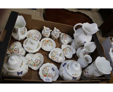 A quantity of Aynsley "Cottage Garden" china to include: two owl pots, jugs, trinket dishes, etc.