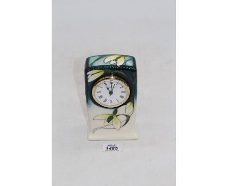 A Moorcroft mantle clock "Green Tear" designed by Vicky Lovatt  6 1/4" tall.