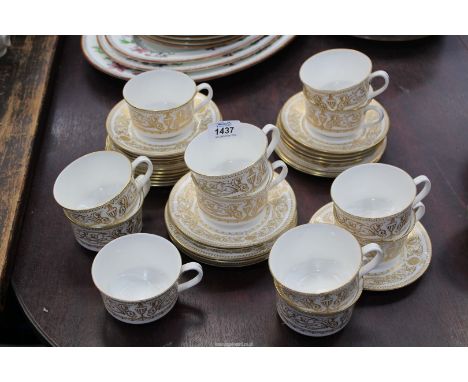 A 12 setting Royal Worcester 'Hyde Park' teaset, no teapot, milk jug or sugar bowl, (one saucer missing).