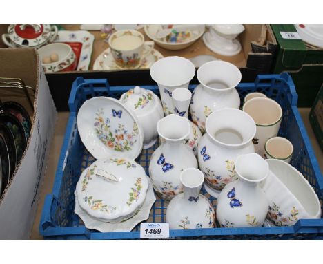 A quantity of Aynsley "Cottage Garden" to include: trinket pot, dishes, vases, etc and a Thelwell desk tidy.