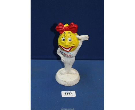 A vintage cast iron Esso figurine Money Box, 7 1/4" tall.