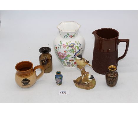 An Aynsley "Pembroke" design vase and an assortment of small vases including, "Leomard Stockley of Weymouth, "Sadler" Burlem 