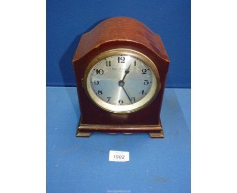 A French Bulle-Clock, electromagnetic mantel Clock, model XC, serial number 180715 in mahogany case, 8 1/2" high x 7" wide x 