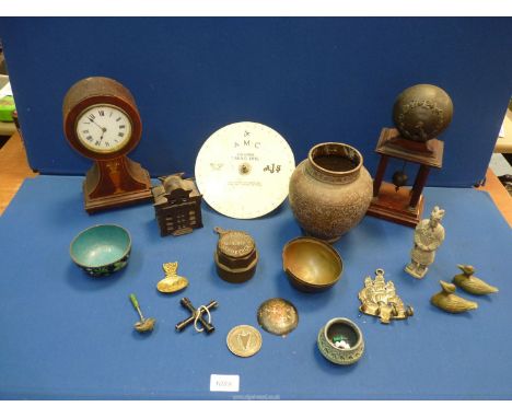 A quantity of miscellaneous items to include: old cast money box, brass wheel nut marked John Handley, Sedberg, Builder, a so