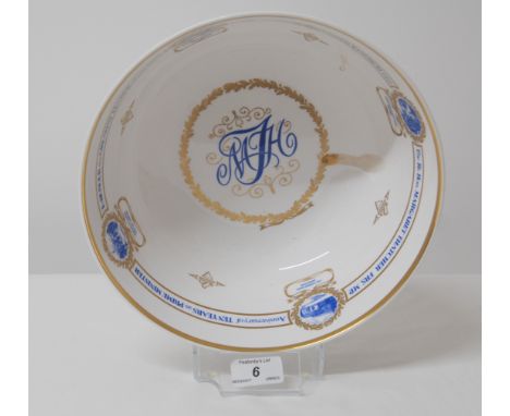 ROYAL WORCESTER CHINA COMMEMORATIVE BOWL 'THE RIGHT HONORABLE MARGARET THATCHER FRS.MP. ANNIVERSARY OF 10 YEARS OF PRIME MINI