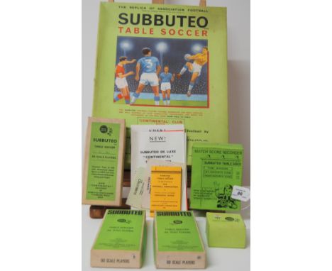 VINTAGE SUBBUTEO TABLE SOCCER GAME, CONTINENTAL CLUB EDITION & 2 FULL EXTRA SETS OF PLAYERS & 1 SET (MINUS 1 PLAYER), A MATCH