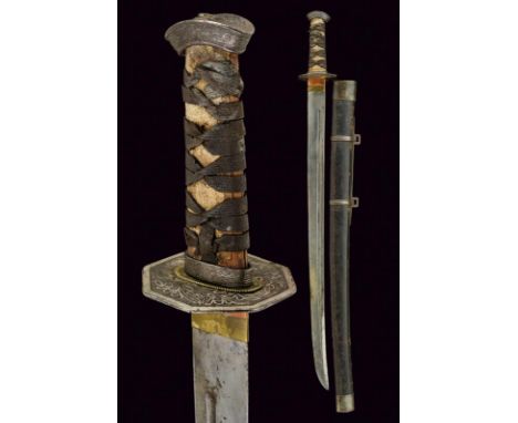 dating: 19th Century provenance: Korea, Strong, slightly curved, single-and false-edged blade, bearing a long, central fuller