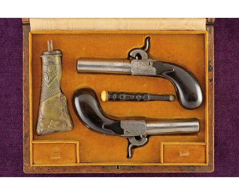 dating: Mid 19th Century provenance: Belgium, Cylindrical, micro-rifled, turn-off barrels of a big (15.5 mm) caliber. Box-loc