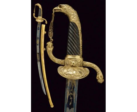 dating: first quarter of the 19th Century provenance: Hannover, Curved, single-and false-edged blade with large fuller, engra