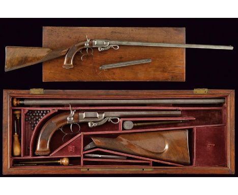 dating: about 1845 provenance: Milan, Pistol with octagonal, rifled, turn-off, 8 mm cal. barrel, in damask, with fore-sight; 