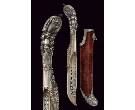 dating: about 1870 provenance: Paris, Completely silver, finely engraved and partially pierced with floral motifs, back signe