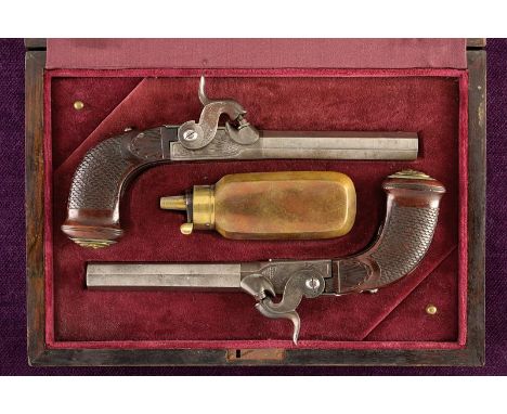 dating: Mid 19th Century provenance: England, Octagonal, turn-off, smooth, 10 mm cal. barrels, equipped with fore-sight. Box-