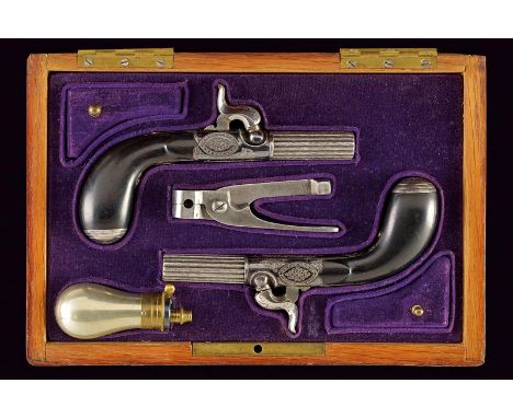 dating: Mid 19th Century provenance: Belgium, Round, smooth, turn-off, 10 mm cal. barrels, in fine damask, with longitudinal 