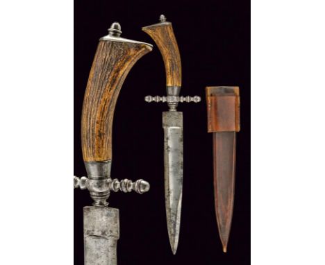 dating: circa 1800 provenance: Germany, Single-and false-edged blade with a large fuller at the tang; iron hilt with quillons