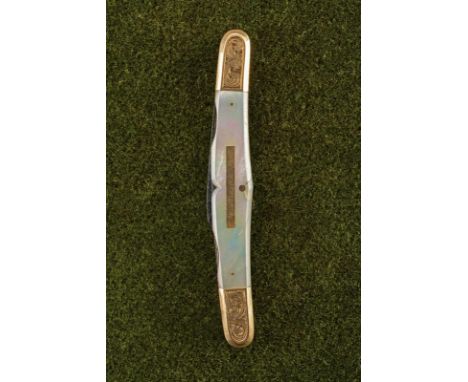 dating: circa 1900 provenance: London, With four blades, all signed at the tang, yellow gold mounts engraved with floral moti