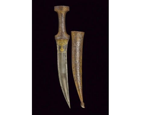 dating: Late 19th Century provenance: Persia, Curved, double-edged blade, in damask (small pitting), with central raiser, of 