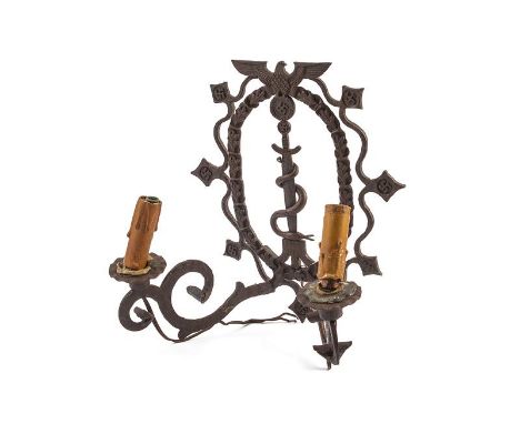dating: 1933-45 provenance: Germany, In iron, decorated in relief with Nazi symbols and foliage, in the center a sword with s