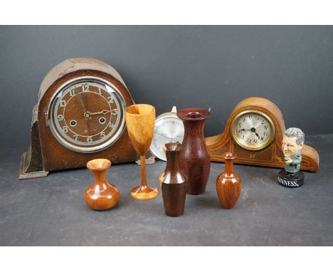 A box of mixed collectables to include mantle clock and barometer. 