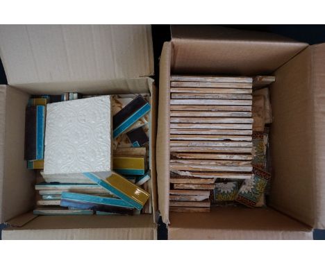 A large collection of mainly 19th Century Minton ceramic tiles.&nbsp; Originally salvaged in the 1970's from a Sainsbury's st