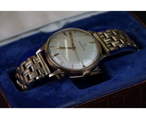 Rodania manual wind 9ct gold gents watch with rolled gold strap 