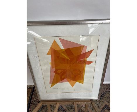 A Late 1960's colourful print titled 'Flake I' Signed by the artist in pencil. [75x60cm] 
